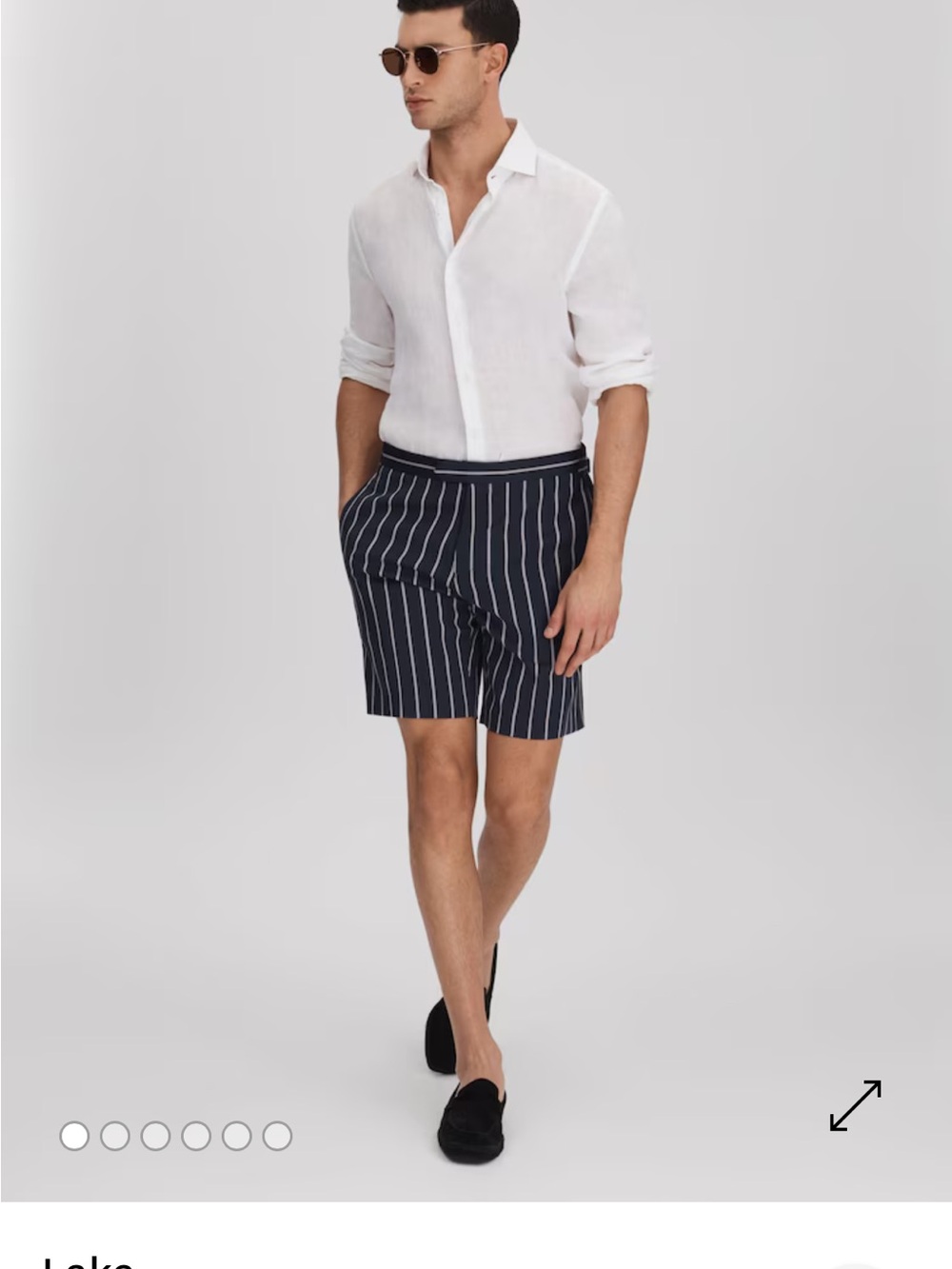 Reiss Navy Pinstripe Flat Front Shorts